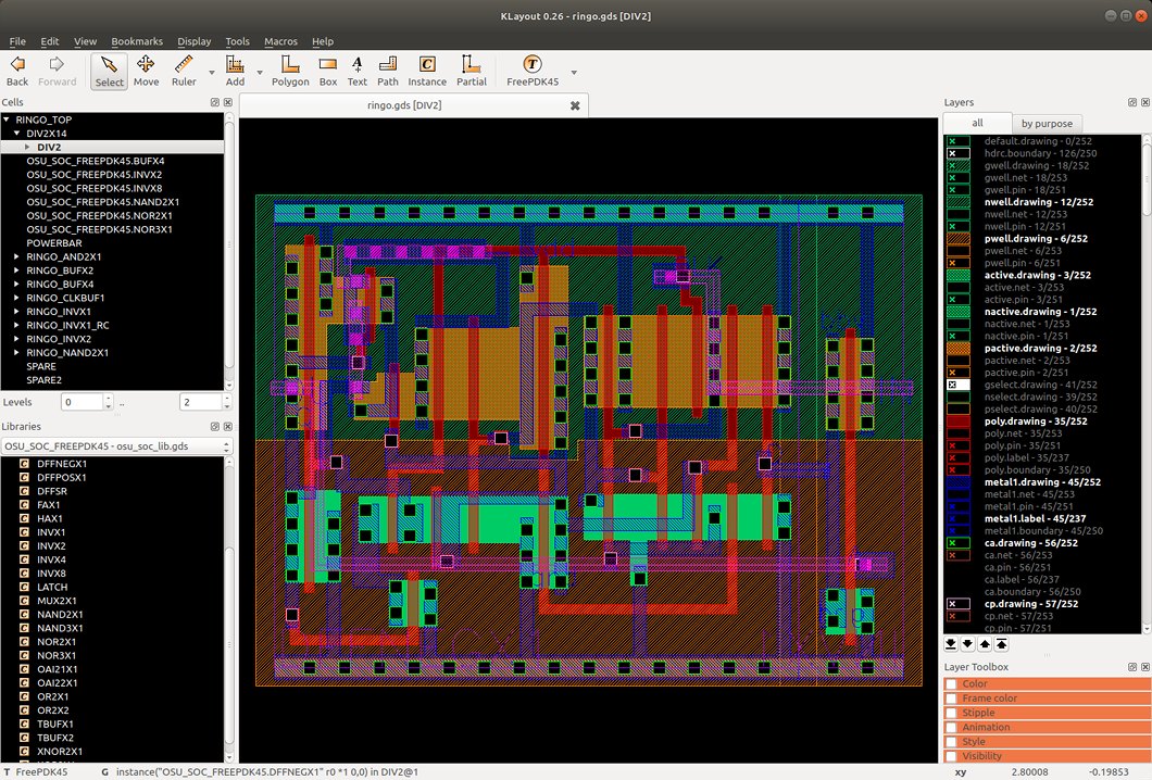 Main window of Klayout