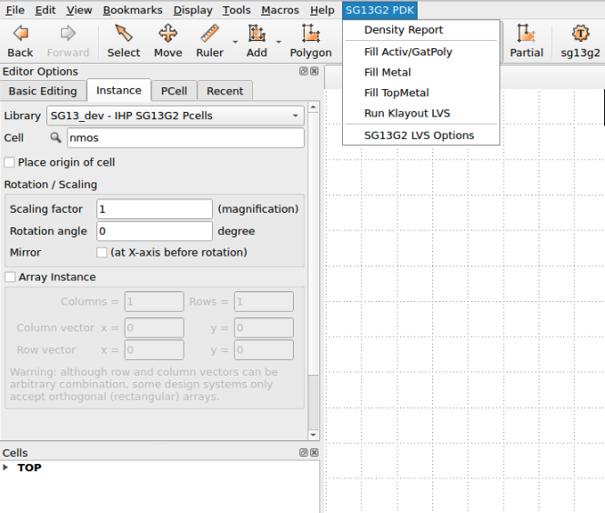 CMOS  inverter design using Klayout