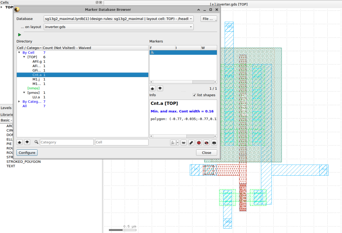 CMOS  inverter design using Klayout